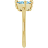 14K Gold Trillion Natural Sky Blue Topaz & Natural Tsavorite Garnet & Natural Tanzanite Cluster Ring - Yellow Gold - view 4
