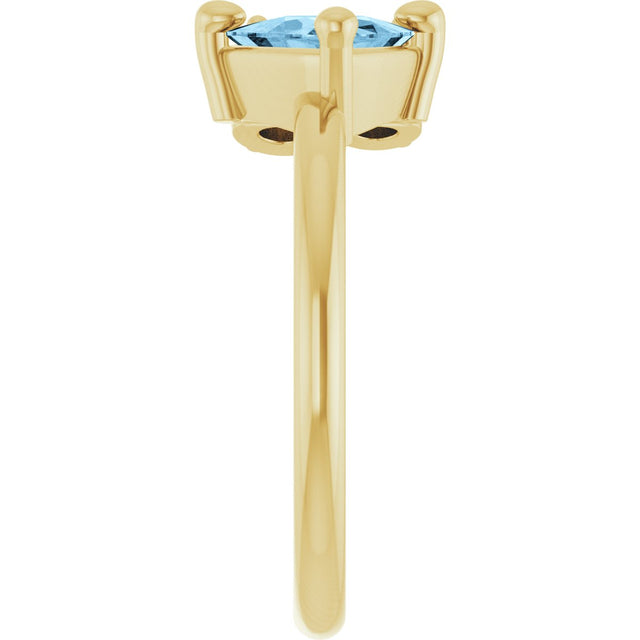 14K Gold Trillion Natural Sky Blue Topaz & Natural Tsavorite Garnet & Natural Tanzanite Cluster Ring - Yellow Gold - view 4