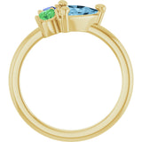 14K Gold Trillion Natural Sky Blue Topaz & Natural Tsavorite Garnet & Natural Tanzanite Cluster Ring - Yellow Gold - view 2