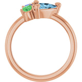 14K Gold Trillion Natural Sky Blue Topaz & Natural Tsavorite Garnet & Natural Tanzanite Cluster Ring - Rose Gold - view 2