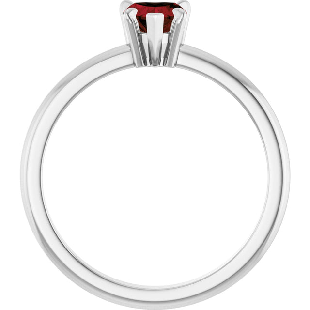 Platinum Heart Natural Mozambique Garnet & Natural Diamond Accented Ring - view 2