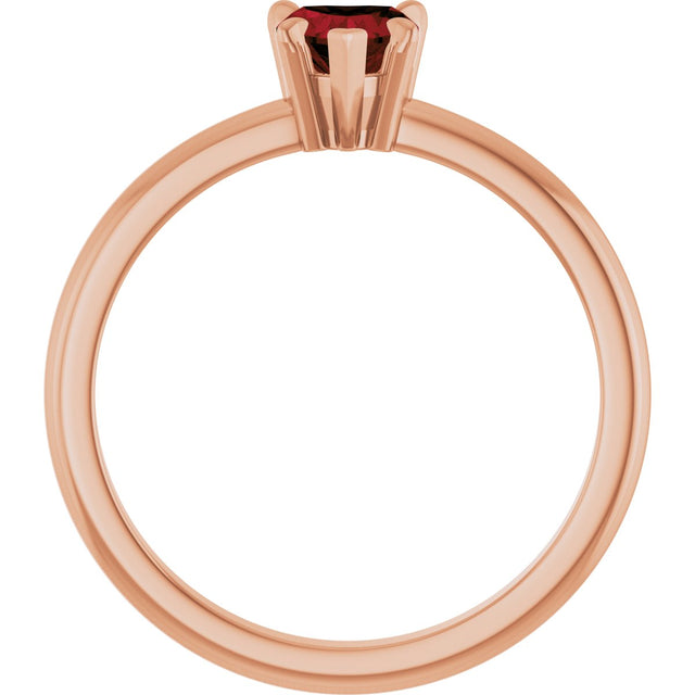 14K Gold Heart Natural Mozambique Garnet & Natural Diamond Accented Ring - Rose Gold - view 2