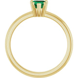 14K Gold Heart Lab-Grown Emerald & Natural Diamond Accented Ring - Yellow Gold - view 2