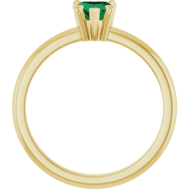 14K Gold Heart Lab-Grown Emerald & Natural Diamond Accented Ring - Yellow Gold - view 2