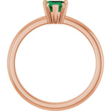 14K Gold Heart Lab-Grown Emerald & Natural Diamond Accented Ring - Rose Gold - view 2