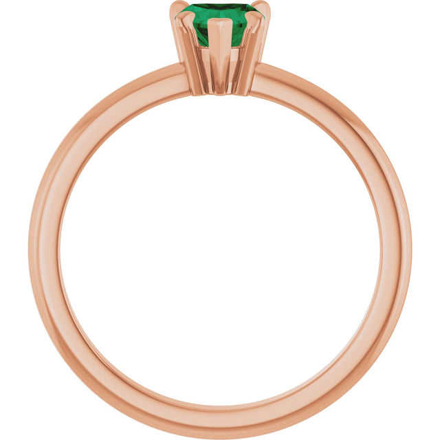 14K Gold Heart Lab-Grown Emerald & Natural Diamond Accented Ring - Rose Gold - view 2