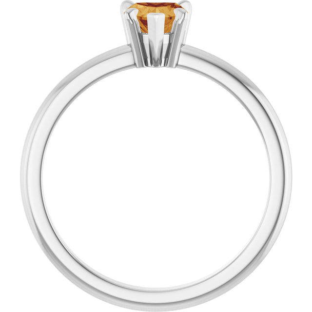 14K Gold Heart Natural Citrine & Natural Diamond Accented Ring - White Gold - view 2