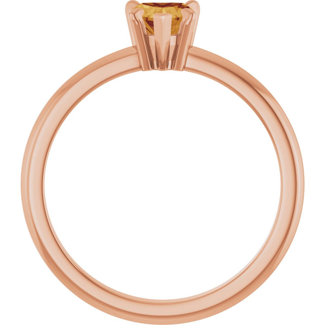 14K Gold Heart Natural Citrine & Natural Diamond Accented Ring - Rose Gold - view 2
