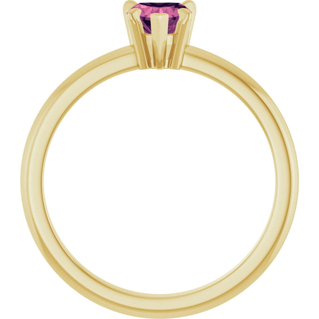 14K Gold Heart Natural Pink Tourmaline & Natural Diamond Accented Ring - Yellow Gold - view 2