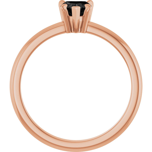 14K Gold Heart Natural Black Onyx & Natural Diamond Accented Ring - Rose Gold - view 2