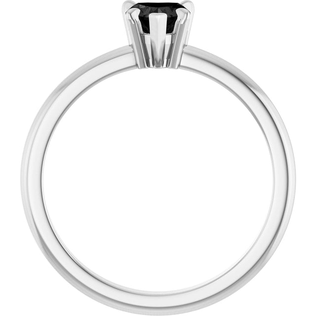 14K Gold Heart Natural Black Onyx & Natural Diamond Accented Ring - White Gold - view 2