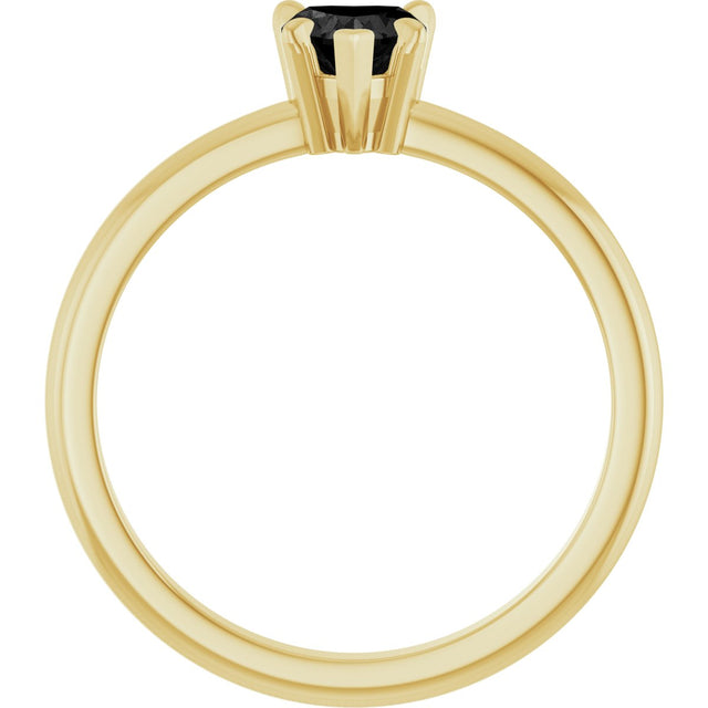 14K Gold Heart Natural Black Onyx & Natural Diamond Accented Ring - Yellow Gold - view 2