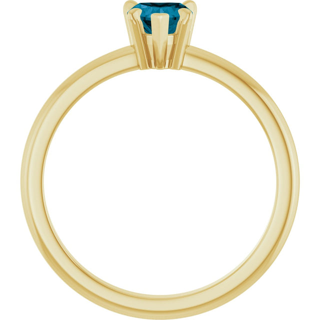 14K Gold Heart Natural London Blue Topaz & Natural Diamond Accented Ring - Yellow Gold - view 2