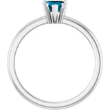 Platinum Heart Natural London Blue Topaz & Natural Diamond Accented Ring - view 2