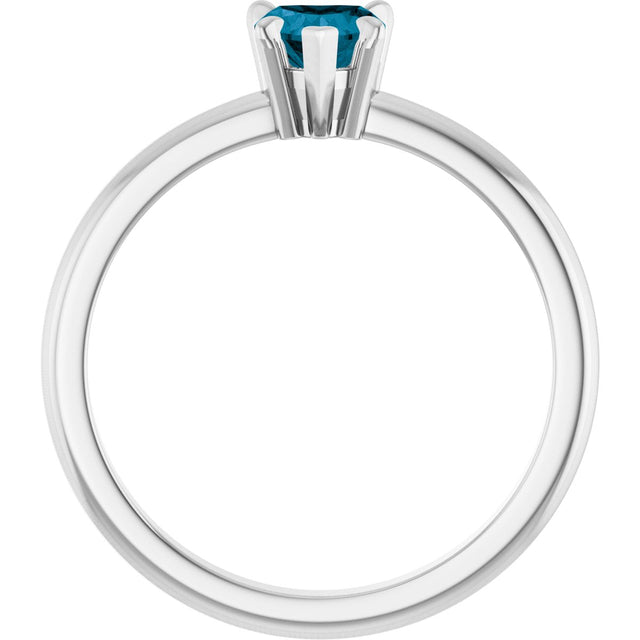 14K Gold Heart Natural London Blue Topaz & Natural Diamond Accented Ring - White Gold - view 2