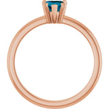 14K Gold Heart Natural London Blue Topaz & Natural Diamond Accented Ring - Rose Gold - view 2