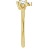 14K Gold Heart Natural White Sapphire & Natural Diamond Accented Ring - Yellow Gold - view 3