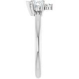 14K Gold Heart Natural White Sapphire & Natural Diamond Accented Ring - White Gold - view 3