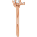 14K Gold Heart Natural White Sapphire & Natural Diamond Accented Ring - Rose Gold - view 3