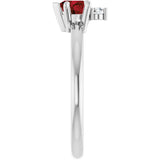 14K Gold Heart Natural Mozambique Garnet & Natural Diamond Accented Ring - White Gold - view 3