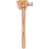 14K Gold Heart Natural Citrine & Natural Diamond Accented Ring - Rose Gold - view 3
