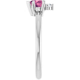 Platinum Heart Natural Pink Tourmaline & Natural Diamond Accented Ring - view 3