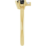 14K Gold Heart Natural Black Onyx & Natural Diamond Accented Ring - Yellow Gold - view 3