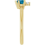 14K Gold Heart Natural London Blue Topaz & Natural Diamond Accented Ring - Yellow Gold - view 3