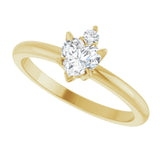 14K Gold Heart Natural White Sapphire & Natural Diamond Accented Ring - Yellow Gold - view 5
