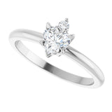 14K Gold Heart Natural White Sapphire & Natural Diamond Accented Ring - White Gold - view 5