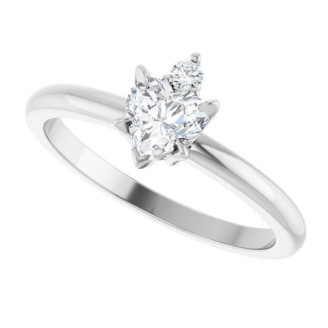 Platinum Heart Natural White Sapphire & Natural Diamond Accented Ring - view 5
