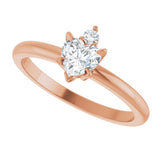 14K Gold Heart Natural White Sapphire & Natural Diamond Accented Ring - Rose Gold - view 5