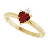 14K Gold Heart Natural Mozambique Garnet & Natural Diamond Accented Ring - Yellow Gold - view 5