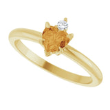 14K Gold Heart Natural Citrine & Natural Diamond Accented Ring - Yellow Gold - view 5