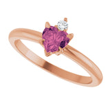 14K Gold Heart Natural Pink Tourmaline & Natural Diamond Accented Ring - Rose Gold - view 5