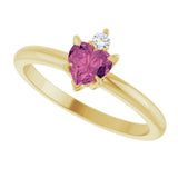 14K Gold Heart Natural Pink Tourmaline & Natural Diamond Accented Ring - Yellow Gold - view 5