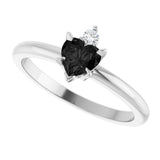 14K Gold Heart Natural Black Onyx & Natural Diamond Accented Ring - White Gold - view 5