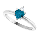 14K Gold Heart Natural London Blue Topaz & Natural Diamond Accented Ring - White Gold - view 5