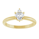 14K Gold Heart Natural White Sapphire & Natural Diamond Accented Ring - Yellow Gold - view 4