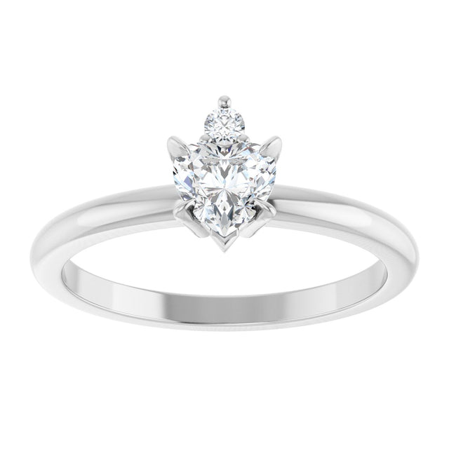 14K Gold Heart Natural White Sapphire & Natural Diamond Accented Ring - White Gold - view 4