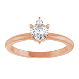 14K Gold Heart Natural White Sapphire & Natural Diamond Accented Ring - Rose Gold - view 4