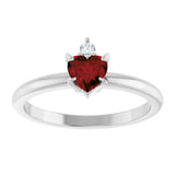 Platinum Heart Natural Mozambique Garnet & Natural Diamond Accented Ring - view 4
