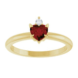 14K Gold Heart Natural Mozambique Garnet & Natural Diamond Accented Ring - Yellow Gold - view 4