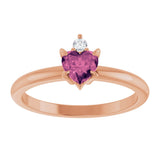 14K Gold Heart Natural Pink Tourmaline & Natural Diamond Accented Ring - Rose Gold - view 4