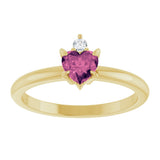 14K Gold Heart Natural Pink Tourmaline & Natural Diamond Accented Ring - Yellow Gold - view 4