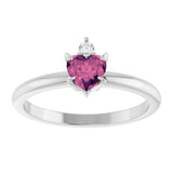 Platinum Heart Natural Pink Tourmaline & Natural Diamond Accented Ring - view 4