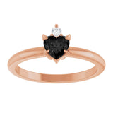 14K Gold Heart Natural Black Onyx & Natural Diamond Accented Ring - Rose Gold - view 4