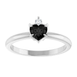 Platinum Heart Natural Black Onyx & Natural Diamond Accented Ring - view 4