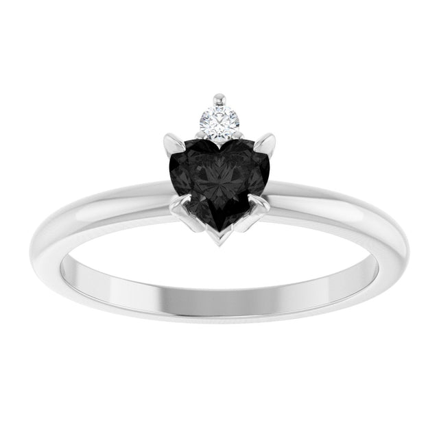 Platinum Heart Natural Black Onyx & Natural Diamond Accented Ring - view 4