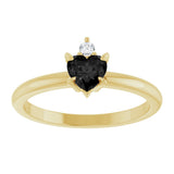 14K Gold Heart Natural Black Onyx & Natural Diamond Accented Ring - Yellow Gold - view 4